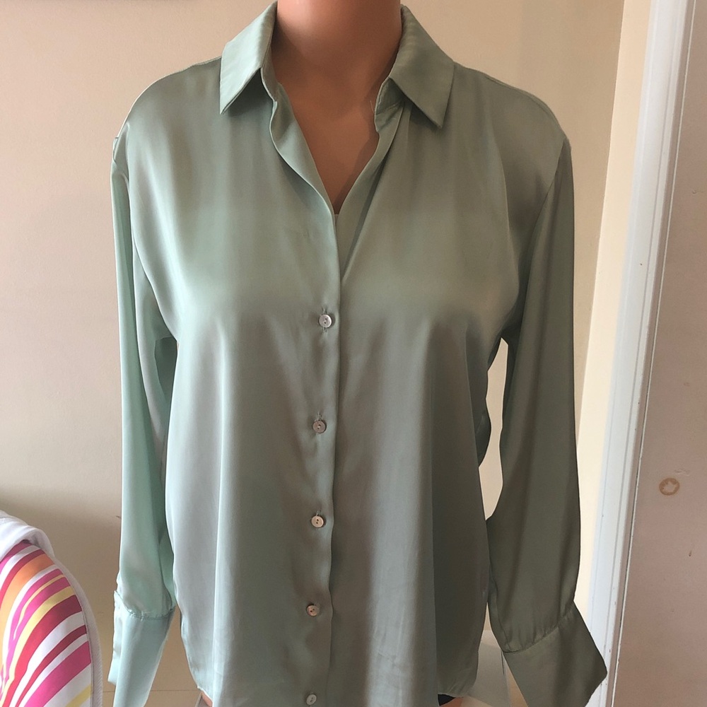Zara Light Green Button Down Shirt